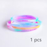 Bracelet de sport en silicone avec lettres imprim�es de couleur, bracelet en caoutchouc fluorescent, ...