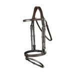 Bridon cuir plat muserolle combin�e avec mousquetons dy'on