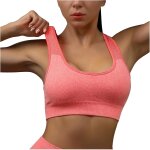 Bustier de sport a fermeture avant avec soutien moyen pour femme, haut d'entranement sans ventre avec ...