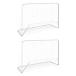 Buts de football 2 pcs avec filets 182x61x122 cm acier blanc