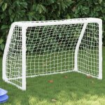 Buts de football pour enfants 2 pcs avec ballon blanc métal Buts de football pour enfants 2 pcs avec ballon blanc métal