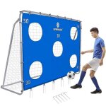But de football d'entranement avec 5 ouvertures de tir et filet, 240 x 170 cm, en acier