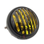 C phare universel de moto de 7 pouces, couleur argent, avec grille chrom�e, pour harley, cafe racer, ...
