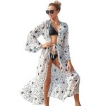 Cache maillot de bain en mousseline de soie pour femmes, ouvert devant, maxi long kimono cardigan a cinq ...