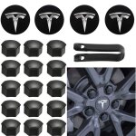 Cache moyeux pour tesla model 3, 20 packs cache boulons et ecrous de roue, 4 packs enjoliveurs avec logo ...