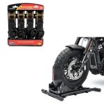 Cale de roue moto easy vario b�quille avant ari�re ajustable noir + moto sangle set avec cliquet et crotchet ...