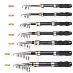 Canne a pche spinning tlescopique ultralgre noire, accessoire portable en fiber de carbone, mini ...