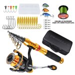 Canne a pche tlescopique de 1. 8m en fiber de carbone, ensemble de leurres, bobine combine, canne ...
