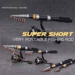 Canne a p�che t�lescopique ultral�g�re en fiber de carbone, portable, spinning en mer, noire, mini canne ...
