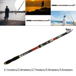 Canne a pche tlescopique ultralgre, pliable, etanche, en fiber de carbone, avec bouton, portable, ...