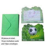 Cartes d'inporter de football avec enveloppes, fournitures de ixd'anniversaire pour enfant, 10 pices ...