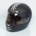Casque moto vintage torx barry legend racer black mat taille l noir mat + damier Casque moto vintage torx barry legend racer black mat taille l noir mat + damier