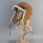Casquette de baseball en cuir pour femme, chapeau en fourrure, laine d'agneau, chaud, optique, oreillettes, ...