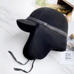 Casquette de baseball en cuir pour femme, chapeau en fourrure, laine d'agneau, chaud, optique, oreillettes, ...