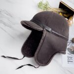 Casquette de baseball en cuir pour femme, chapeau en fourrure, laine d'agneau, chaud, optique, oreillettes, ...