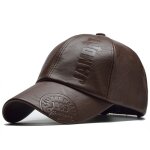 Casquette de baseball en cuir pu pour hommes, vintage, rglable, sport de plein air, solide, profil bas, ...