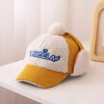Casquette de baseball en velours ctel pour enfant, chapeau avec rabat d'oreille, en peluche, mignon ...