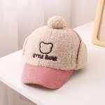 Casquette de baseball en velours ctel pour enfant, chapeau avec rabat d'oreille, en peluche, mignon ...
