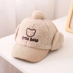 Casquette de baseball en velours ctel pour enfant, chapeau avec rabat d'oreille, en peluche, mignon ...