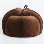 Casquette de bombardier russe pour hommes, cache - oreilles chauds, chapeau en fourrure de vison, casquettes ...