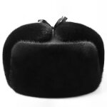 Casquette de bombardier russe pour hommes, cache - oreilles chauds, chapeau en fourrure de vison, casquettes ...