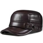 Casquette en cuir vritable pour homme, chapeau plat, chapeau de baseball elgant, britannique, vintage, ...