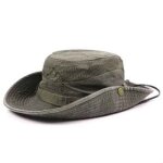Casquette d't en maille respirante pour hommes, chapeau seau rtro coton, panama, chapeaux de pche ...