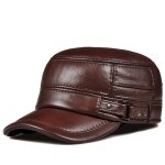 Casquette d'hiver en cuir vritable pour hommes, casquette plate, chapeau militaire chaud, casquette ...