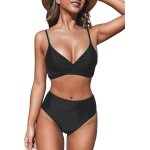 Cauc - femme bikini torsadé taille haute ensemble bikini col v elégant maillots de bain 2 pièces Cauc - femme bikini torsadé taille haute ensemble bikini col v elégant maillots de bain 2 pièces