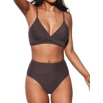 Cauc - femme bikini torsadé taille haute ensemble bikini col v elégant maillots de bain 2 pièces Cauc - femme bikini torsadé taille haute ensemble bikini col v elégant maillots de bain 2 pièces