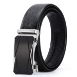 Ceinture en cuir noir et argent avec boucle automatique - el�gance et confort model 9