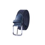 Ceinture tress�e extensible elastique mijiu pour pantalon unisexe bleu marine 105 cm fermeture sans trous ...
