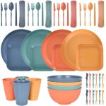 Cfrx - 48 pices vaisselle camping 4 personnes, ensemble de vaisselle en plastique avec bol, assiette, ...