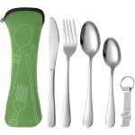 Cfrx - couvert camping, voyage ensemble couverts set 5 pices avec 2 cuillres, couteau, fourchette et ...