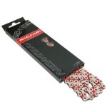 Chaine velo 11 vitesses newton kmc argent - rouge 116 maillons compatible shimano - sram