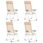 Chaises de camping pliables 4 pcs crme aluminium