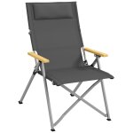 Chaise de camping pliable portable inclinable pochette rangement t�ti�re alu accoudoirs bois gris