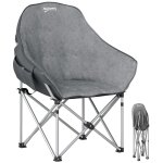 Chaise de camping pliante rembourr�e rev�tement toucher daim grand confort rangements sac inclus gris ...