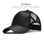Chapeau de baseball pour femme poudre brillante maille creuse a long bord trou de queue de cheval crme ...