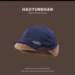 Chapeaux de bombardier a oreillettes epaisses en laine d'agneau pour hommes et femmes, casquette de baseball ...