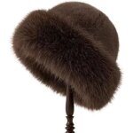 Chapeau cloche en fausse fourrure douce - chapeau mongol chaud d'hiver avec protection des oreilles caf� ...