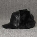 Chapeau en cuir vritable pour hommes, chapeaux de bombardier chauds, cache - oreilles, plus optique ...
