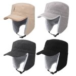 Chapeaux d'hiver en molleton doux pour homme et femme, doublure sherpa avec visi�re coupe - vent, oreillettes ...