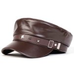 Chapeaux militaires unisexes en cuir pu avec boucle etoile, casquettes de baseball a dessus plat pour ...