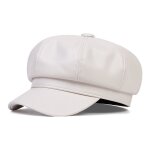 Chapeau octogonal unisexe en cuir pu, chapeaux militaires, casquettes de baseball a dessus plat pour ...