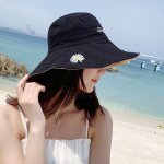 Chapeau de p�cheur pliable en coton avec corde a vent, chapeau de soleil a double face pour femmes et ...