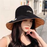 Chapeau de pcheur en coton rversible a large bord pour femmes, seau a marguerite, double face, pour ...