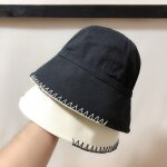 Chapeau de pcheur de couleur unie pour femmes, seau de protection solaire, noir et blanc