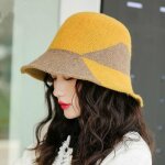 Chapeau de pcheur tricot en laine jaune pour femme, style coren, epais et chaud, coupe - vent, nouvelle ...