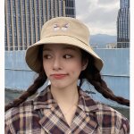 Chapeau seau brodé papillon pour femmes, pliable, a fond plat, pour pêcheur, mode hip - hop, eté Chapeau seau brodé papillon pour femmes, pliable, a fond plat, pour pêcheur, mode hip - hop, eté